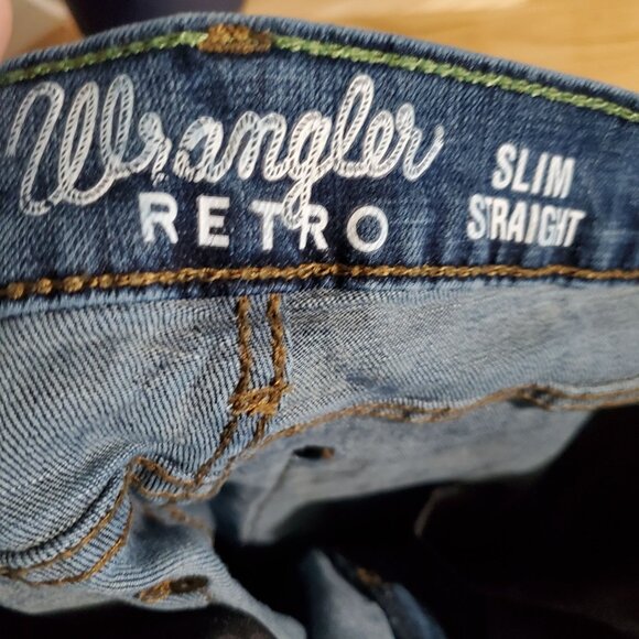 Wrangler Jeans Mens 30x32 Blue Retro Slim Straight Stretch Denim - Picture 3 of 14